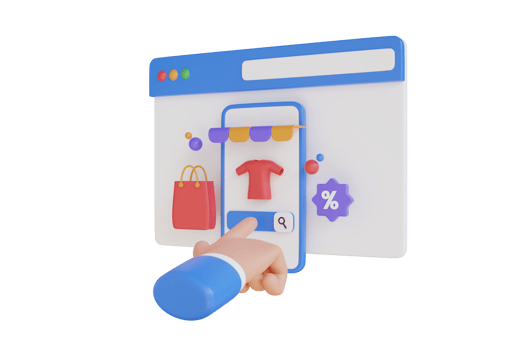 3d illustration of Select and search for online shopping items.  shopping online using smartphone. Online shopping concept and product selection concept. 3D Rendering png