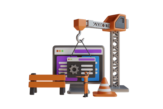 3D Illustration of Website under maintenance.  Website under construction. Website maintenance service, Web development under process. 3D rendering png