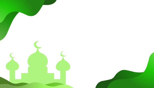 Background Illustration of the theme of Ramadan and Eid al-Fitr and Eid al-Adha, with pictures of green mosques, crescent moons, green waves png