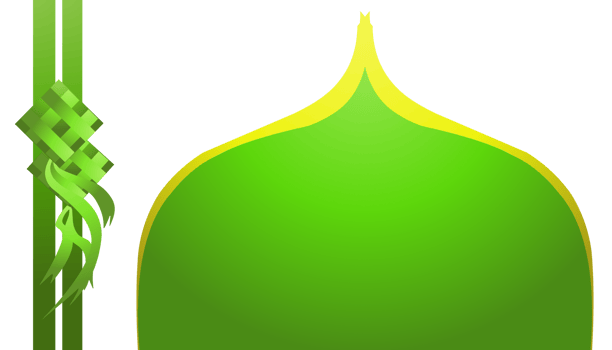 Background Illustration of the theme of Ramadan and Eid al-Fitr and Eid al-Adha, with pictures of green and yellow mosque domes and green diamonds or ketupat moslem packed rice png