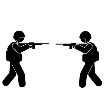 Military vector illustration, Army soldiers, Military silhouettes ,war illustration