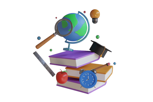 3D Books with alarm clock. Back to school concept. School time concept. 3D Illustration png