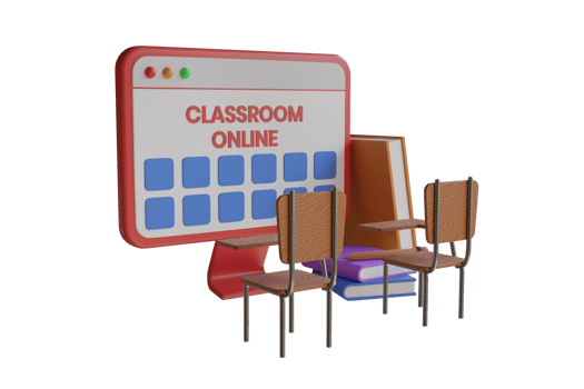 3D Illustration of Digital Classroom Online Education internet. Digital classroom concept for online education. Social distance education. 3D rendering png