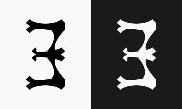 A design in the shape of a number three that has a classic impression and a gothic feel. suitable for use as a logo or marker vector