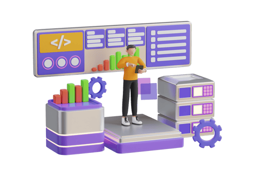 3D Illustration of Modern Technology and Software Development. Mobile Development and Data Visualization. Professional Skills in Software Engineering. 3d illustration png