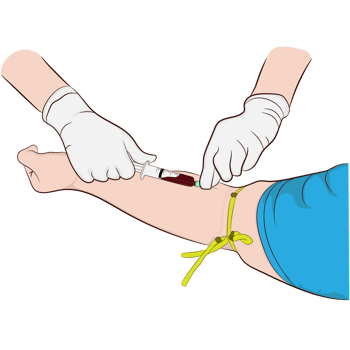 graphics drawing image a doctor using a needle to withdraw blood from an investigator To check the body png