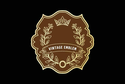 Vintage Retro Round Royal King Crown Flower Leaf Leaves Badge Emblem Label Logo Design vector