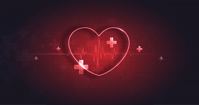 Healthcare heart shape with red cardio pulse. heartbeat lone, medical abstract background. modern simple design. icon. sign or logo. vector design.