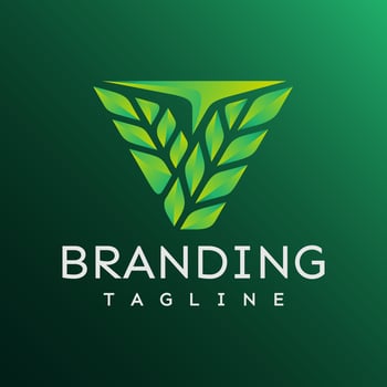 Modern nature leaf letter V logo design. Technology plant initial V logo brand. vector