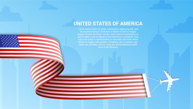 american flag banner in ribbon shape for national day vector