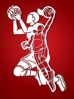 Group of Basketball Women Players Action vector