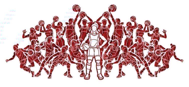 Team Basketball Women Players Action vector