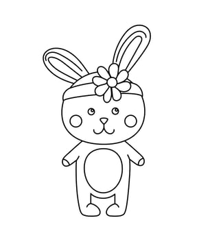 Bunny Doodle Coloring book with vector illustration for kids
