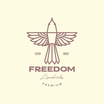 animal bird flying freedom swallow geometric line art hipster vintage logo design vector