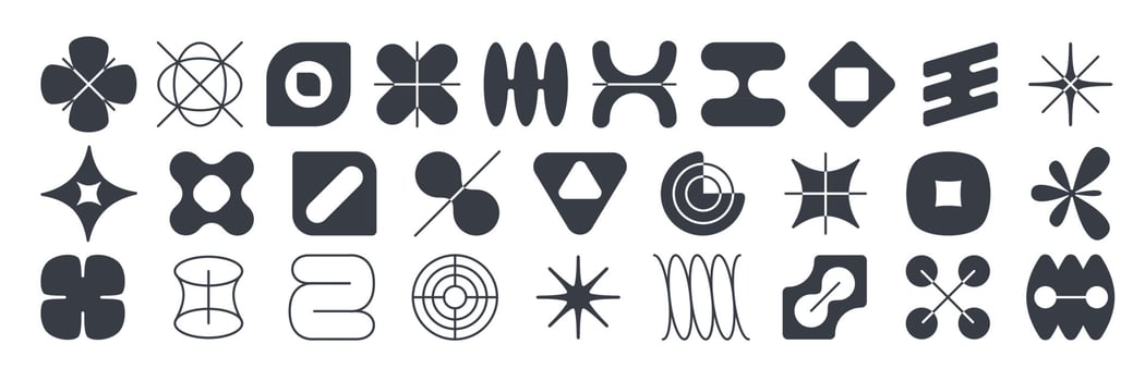 Abstract geometric shapes, brutalism elements vector