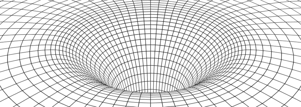 Black hole, wormhole, wireframe grid of tunnel vector
