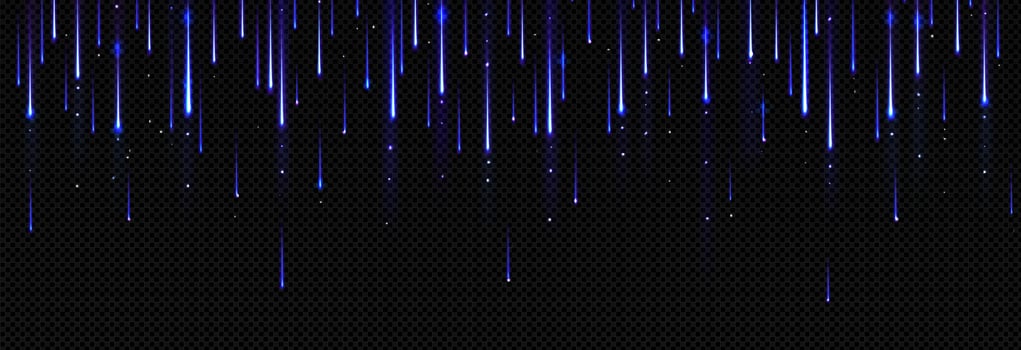 Light effect of meteor rain. Falling stars, comets vector