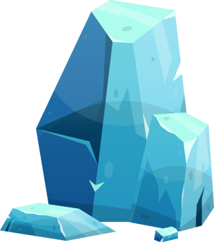 Blue ice crystal in cartoon style png