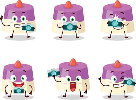 Photographer profession emoticon with cake cartoon character vector