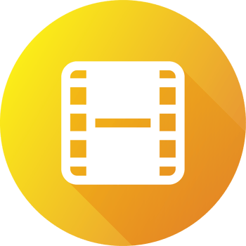 Film icon in flat design style. Film strip signs for multimedia interface. png