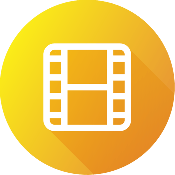 Film icon in flat design style. Film strip signs for multimedia interface. png