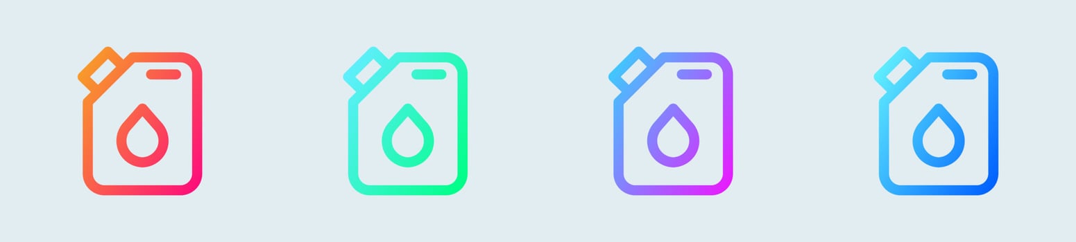 Petrol can line icon in gradient colors. Gasoline signs vector illustration.