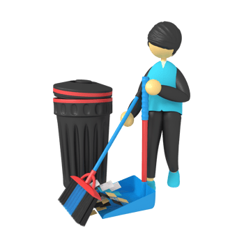 3d illustration of men sweep with palm brooms png