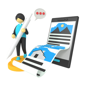 3d illustration of a male designer holding a stylus pen png
