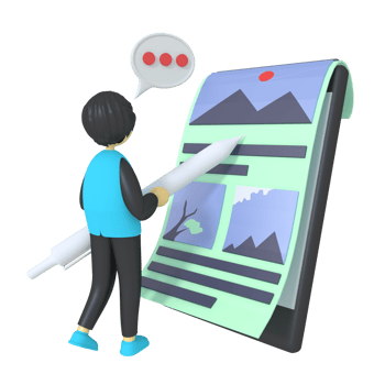 3d illustration of a man drawing on a smartphone png