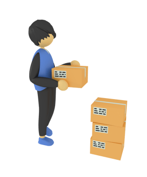 3d illustration of a man carrying a package png