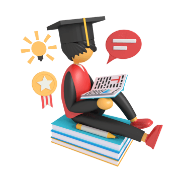 3d illustration of a boy reading a book png