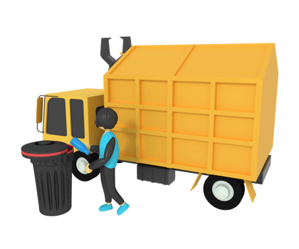 3d illustration of a man throwing trash on garbage png