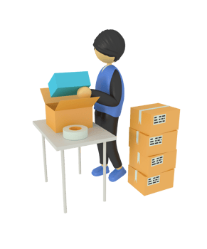 3d illustration of a man packing a package png