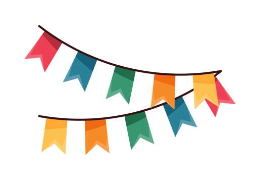 colorful garlands party banner png