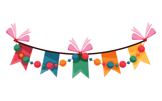 colorful garlands party banner png