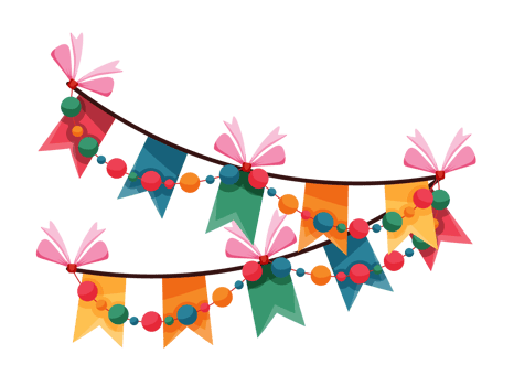 colorful garlands party banner png