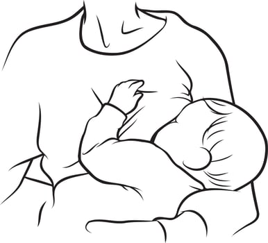 Breastfeeding Line Drawing. vector