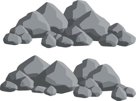 Natural wall stones and smooth and rounded grey rocks. vector