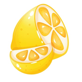 Cartoon style small and big lemon slice. vector