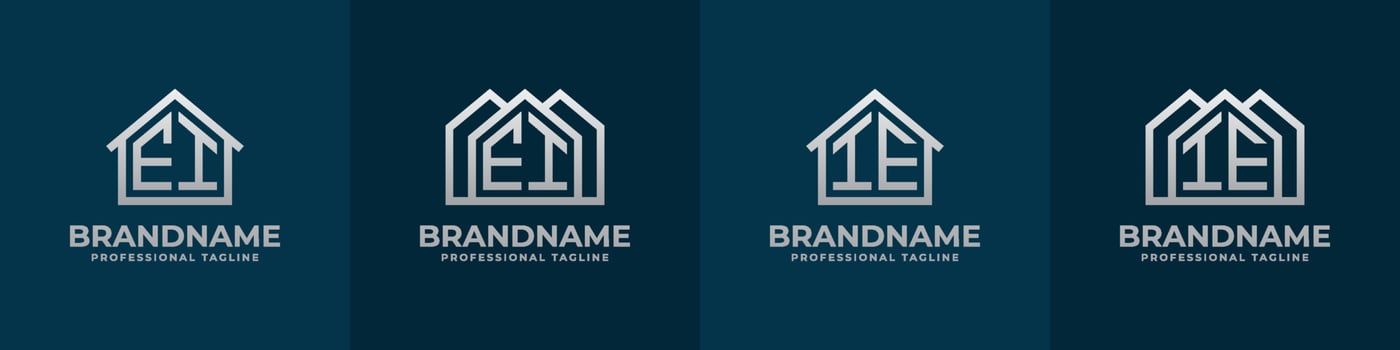 Letter EI and IE Home Logo Set. Suitable for any business related to house, real estate, construction, interior with EI or IE initials. vector