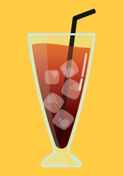 Iced Tea cocktail icon with straw isolated vector illustration