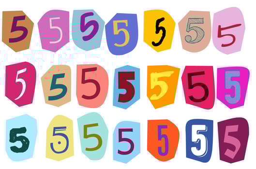 Number 5- vector cut newspaper and magazine letters, paper style ransom note letter