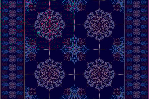 Ethnic folk geometric seamless pattern in flower red and dark blue tone in vector illustration design for fabric, mat, carpet, scarf, wrapping paper, tile and more