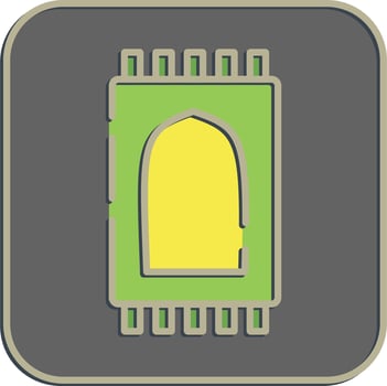 Icon prayer rug. Islamic elements of Ramadhan, Eid Al Fitr, Eid Al Adha. Icons in embossed style. Good for prints, posters, logo, decoration, greeting card, etc. vector
