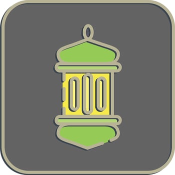 Icon islamic lantern. Islamic elements of Ramadhan, Eid Al Fitr, Eid Al Adha. Icons in embossed style. Good for prints, posters, logo, decoration, greeting card, etc. vector