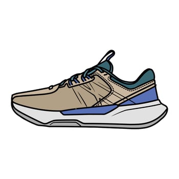 Sneakers Design with Side angle. Sport shoes . Draft. Flat design. Vector illustration. Sneakers in a flat style. Side view sneakers. Fashion sneakers.