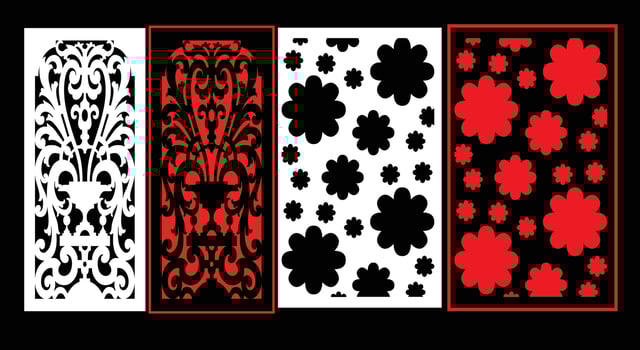 Decorative wall panel set chinese mdf cnc router laser cutting pattern design for mdf wood cutting vector Cnc Router Design Foamsheet, Acrylic and CNC Machine Cutting, EPS File.