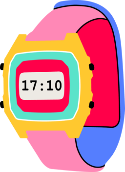 Classic nostalgic digital 80s 90s elements in modern style flat, line style. Hand drawn PNG illustration of retro or vintage electronic wrist watches accessory. Fashion patch, badge, emblem, logo
