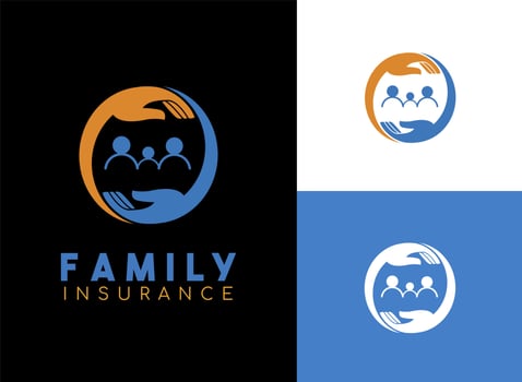 family insurance logo. Human Icon with Two Hands Circling Symbol. Vector Logo Design Template Elements, clean and simple.