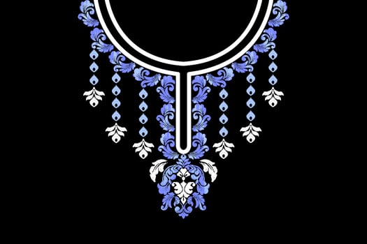 Embroidery neckline floral pattern. Beautiful ornament with colorful flowers. Fashion design. vector